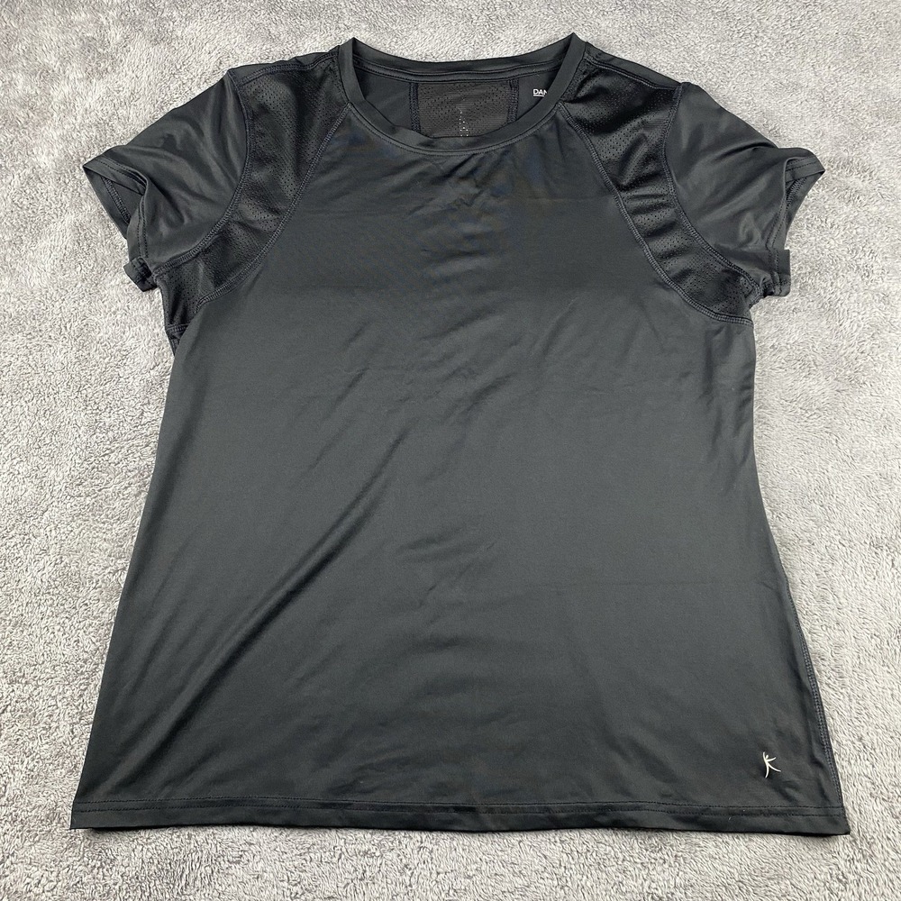 Danskin Now Semi-fitted Activewear Top Womens Large (12-14) Black Short Sleeve
